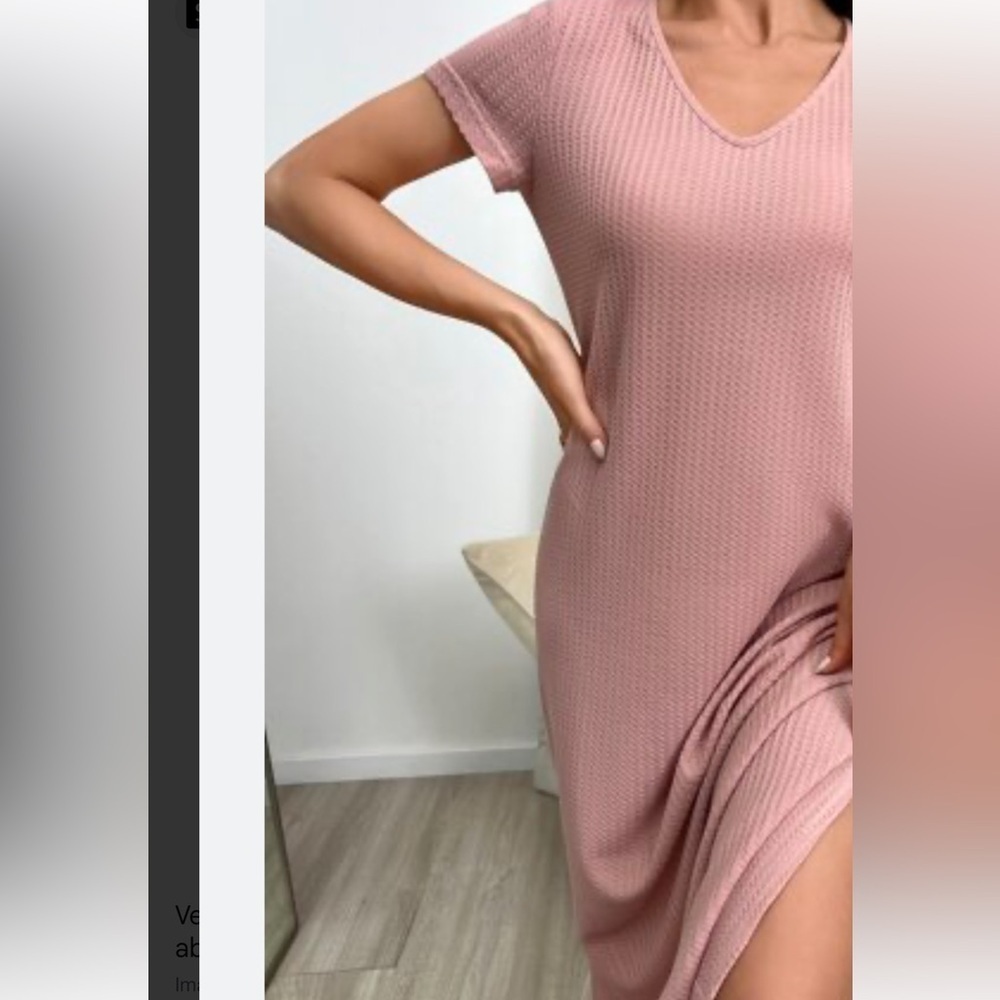BCBGMaxAzria Soft Blush Short Sleeve ribbed T-shirt Dress Sz Large